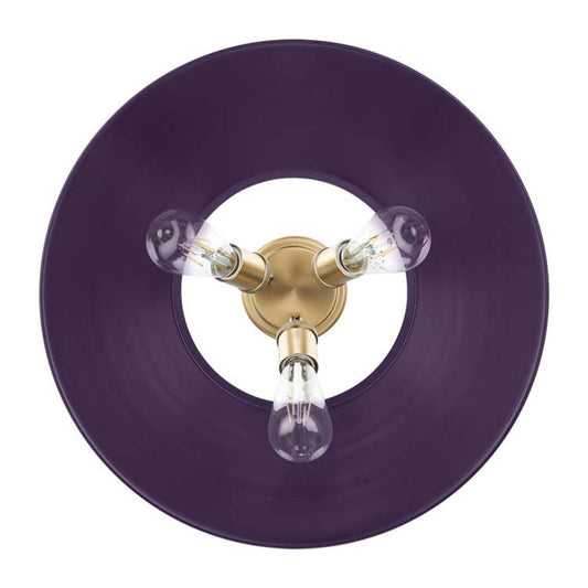 Golden Lighting Orwell 18.75in 3-Light Flush Mount | Industrial Brushed Champagne Brass and Exotic Purple Steel | Hallway | Model 3306-3FM BCB-EP