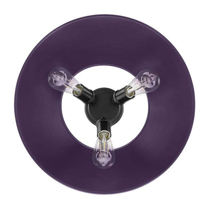 Golden Lighting Orwell 19in 3-Light Flush Mount | Industrial Matte Black and Exotic Purple Steel | Hallway & Bathroom | Model 3306-3FM BLK-EP