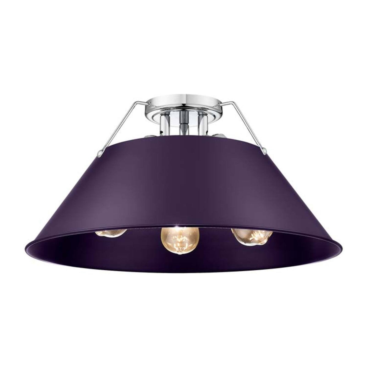 Golden Lighting Orwell 18in 3-Light Flush Mount | Industrial Chrome and Exotic Purple Steel | Hallway & Bathroom | Model 3306-3FM CH-EP