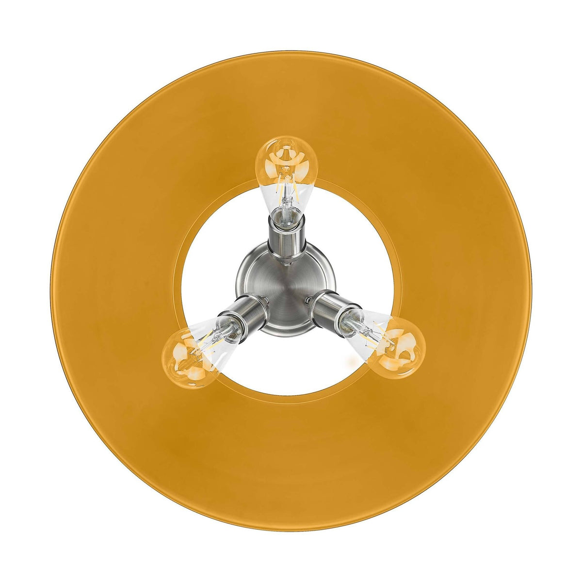 Golden Lighting Orwell 18.75in 3-Light Flush Mount | Industrial Pewter and Auric Yellow Steel | Hallway & Bathroom | Model 3306-3FM PW-AY