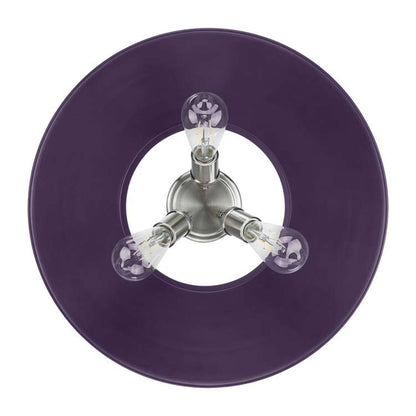 Golden Lighting Orwell 18in 3-Light Flush Mount | Industrial Pewter and Exotic Purple Steel | Hallway & Bathroom | Model 3306-3FM PW-EP