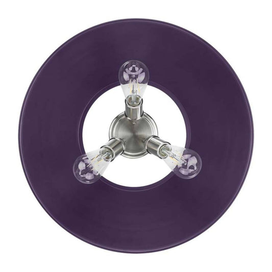 Golden Lighting Orwell 18in 3-Light Flush Mount | Industrial Pewter and Exotic Purple Steel | Hallway & Bathroom | Model 3306-3FM PW-EP