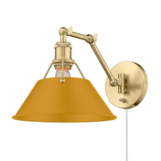 Golden Lighting Orwell 10in 1-Light Swing Arm Wall Lamp | Industrial Brushed Champagne Brass and Auric Yellow Steel | Bedroom | Model 3306-A1W BCB-AY