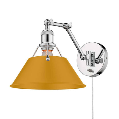 Golden Lighting Orwell 1-Light Swing Arm Wall Lamp | Industrial Chrome and Auric Yellow Steel | Bedroom & Home Office Task | Model 3306-A1W CH-AY