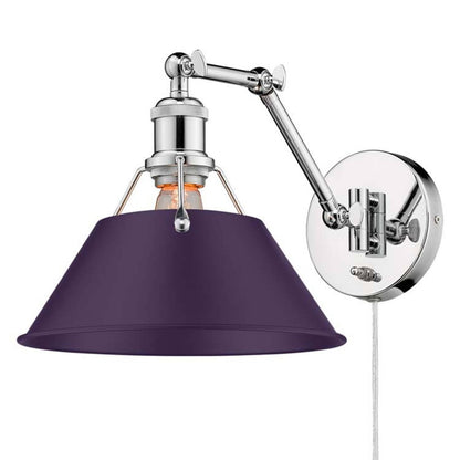 Golden Lighting Orwell 1-Light Swing Arm Wall Lamp | Industrial Chrome and Exotic Purple Steel | Bedroom & Home Office | Model 3306-A1W CH-EP