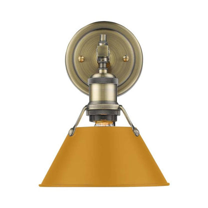 Golden Lighting Orwell 8in 1-Light Wall Sconce | Industrial Aged Brass and Auric Yellow Steel | Bathroom & Vanity | Model 3306-BA1 AB-AY