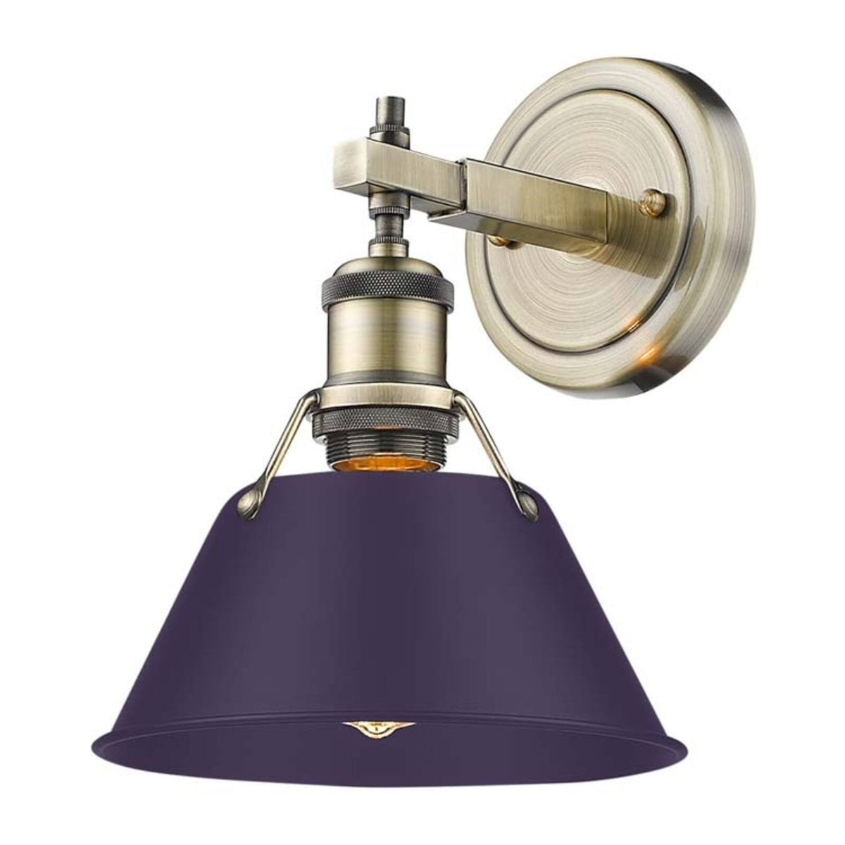 Golden Lighting Orwell 1-Light Wall Sconce | Industrial Aged Brass and Exotic Purple Steel | Bathroom & Hallway | Model 3306-BA1 AB-EP