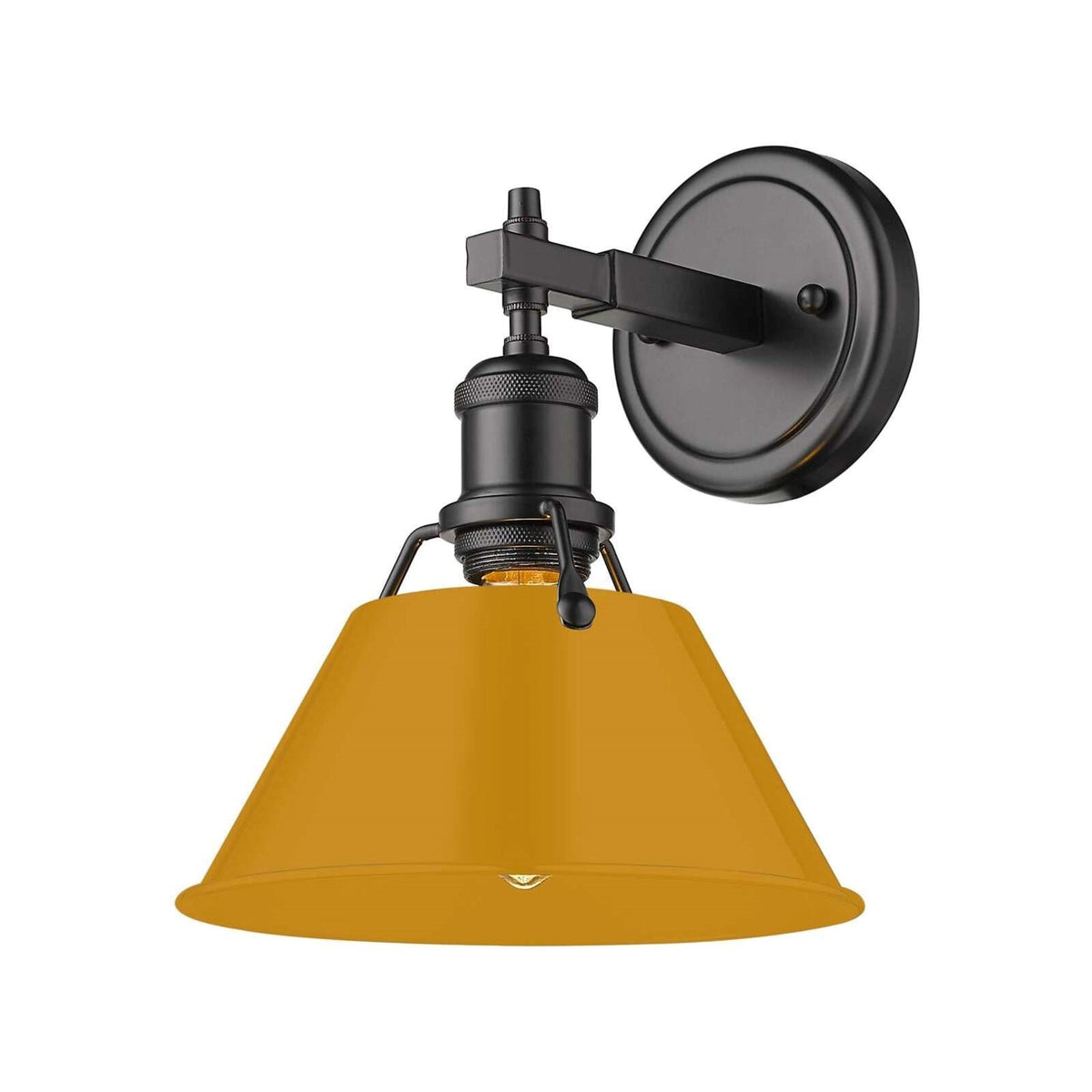 Golden Lighting Orwell 1-Light Wall Sconce | Industrial Matte Black and Auric Yellow Steel | Bathroom & Vanity | Model 3306-BA1 BLK-AY