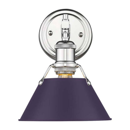 Golden Lighting Orwell 1-Light Wall Sconce | Industrial Chrome and Exotic Purple Steel | Bathroom & Vanity | Model 3306-BA1 CH-EP