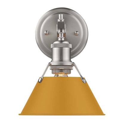 Golden Lighting Orwell 1-Light Wall Sconce | Industrial Pewter and Auric Yellow Steel | Bathroom & Vanity | 7.5 x 8.5 x 9.88 in | Model 3306-BA1 PW-AY