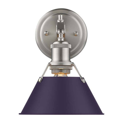 Golden Lighting Orwell 1-Light Wall Sconce | Industrial Pewter and Exotic Purple Steel | Bathroom & Vanity | Model 3306-BA1 PW-EP
