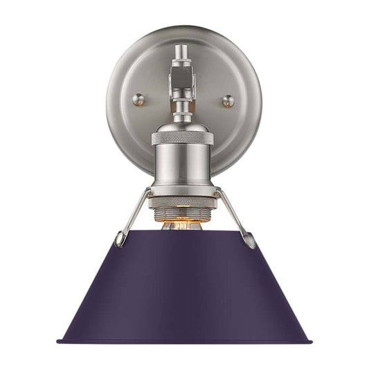Golden Lighting Orwell 1-Light Wall Sconce | Industrial Pewter and Exotic Purple Steel | Bathroom & Vanity | Model 3306-BA1 PW-EP