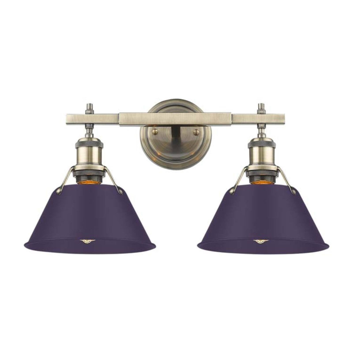 Golden Lighting Orwell 2-Light Vanity Light | Industrial Aged Brass and Exotic Purple Steel | Bathroom & Powder Room | Model 3306-BA2 AB-EP