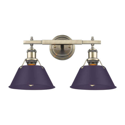 Golden Lighting Orwell 2-Light Vanity Light | Industrial Aged Brass and Exotic Purple Steel | Bathroom & Powder Room | Model 3306-BA2 AB-EP
