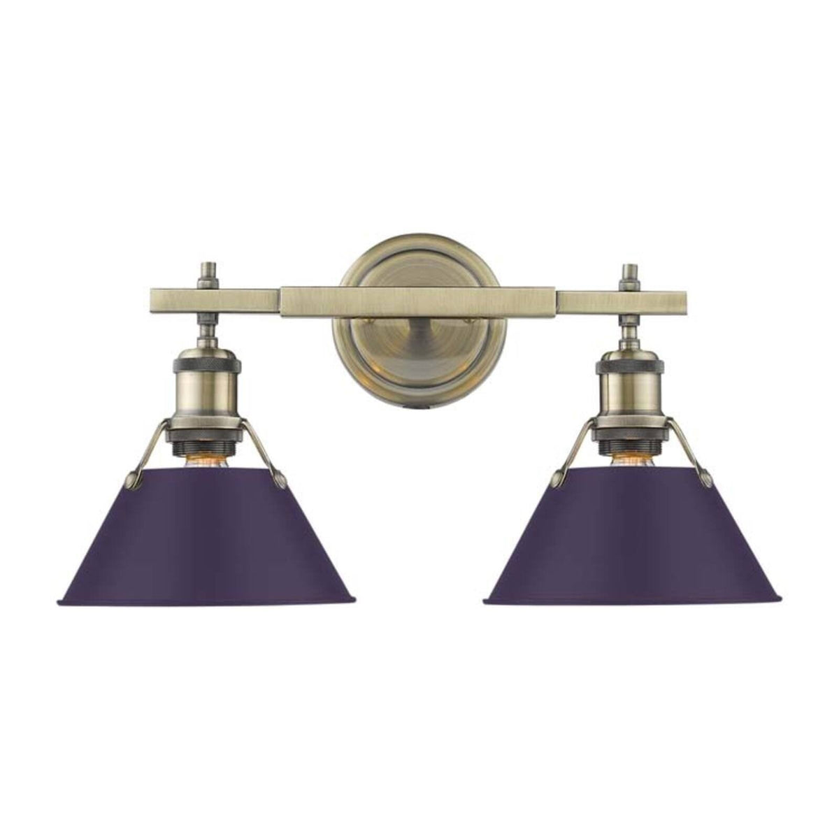 Golden Lighting Orwell 2-Light Vanity Light | Industrial Aged Brass and Exotic Purple Steel | Bathroom & Powder Room | Model 3306-BA2 AB-EP