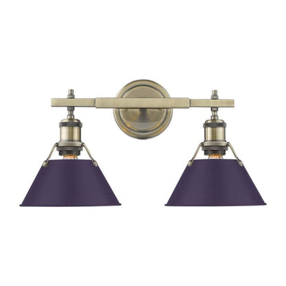 Golden Lighting Orwell 2-Light Vanity Light | Industrial Aged Brass and Exotic Purple Steel | Bathroom & Powder Room | Model 3306-BA2 AB-EP