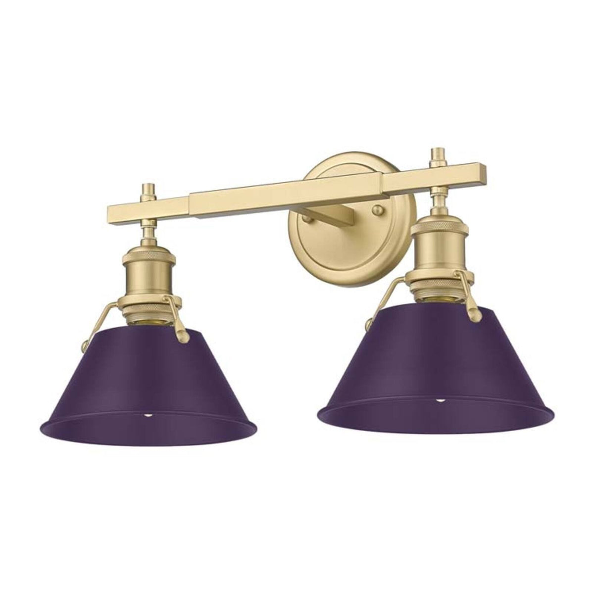 Golden Lighting Orwell 18in 2-Light Vanity Light | Industrial Brushed Champagne Brass and Exotic Purple Steel | Bathroom | Model 3306-BA2 BCB-EP