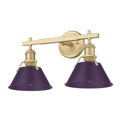Golden Lighting Orwell 18in 2-Light Vanity Light | Industrial Brushed Champagne Brass and Exotic Purple Steel | Bathroom | Model 3306-BA2 BCB-EP