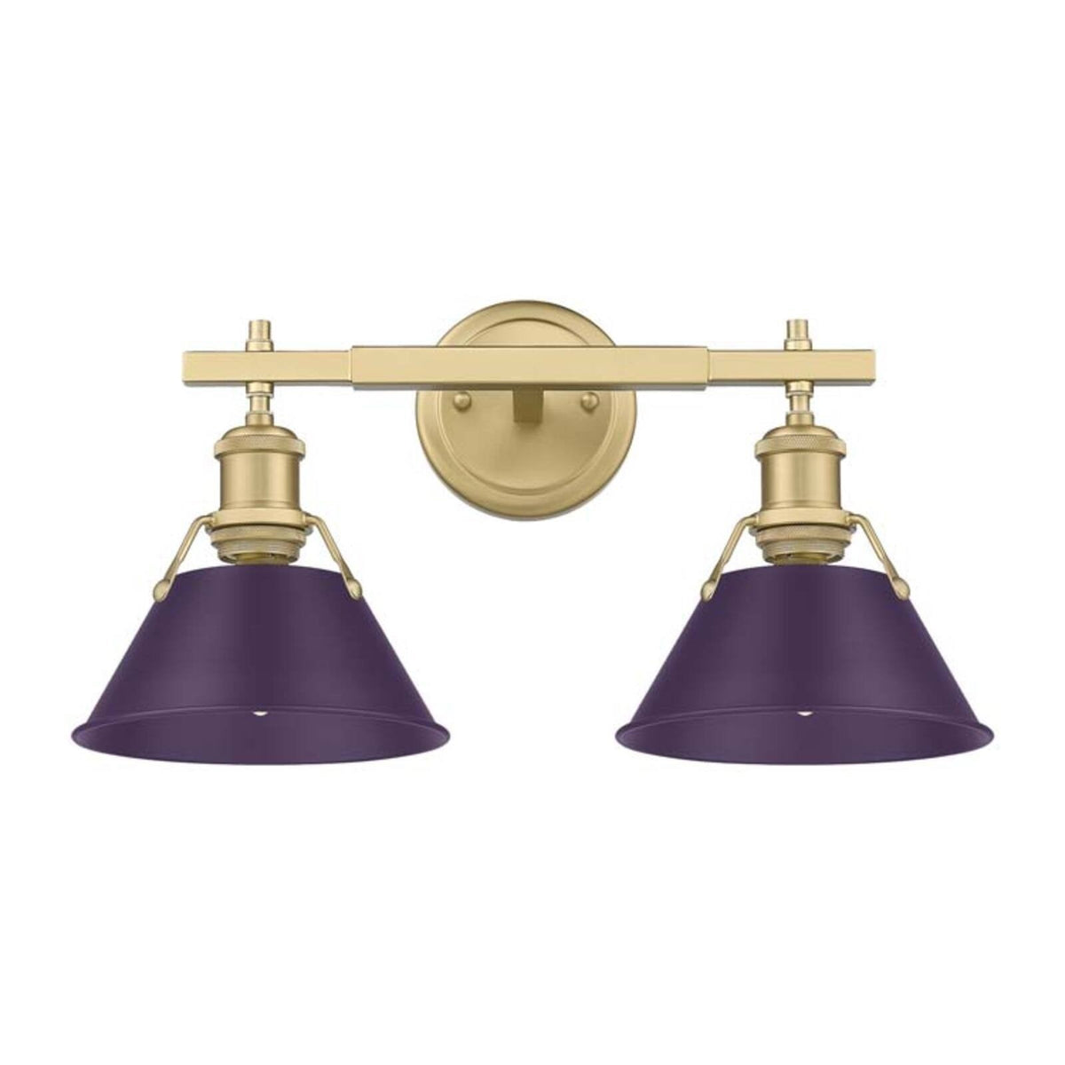 Golden Lighting Orwell 18in 2-Light Vanity Light | Industrial Brushed Champagne Brass and Exotic Purple Steel | Bathroom | Model 3306-BA2 BCB-EP