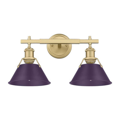 Golden Lighting Orwell 18in 2-Light Vanity Light | Industrial Brushed Champagne Brass and Exotic Purple Steel | Bathroom | Model 3306-BA2 BCB-EP