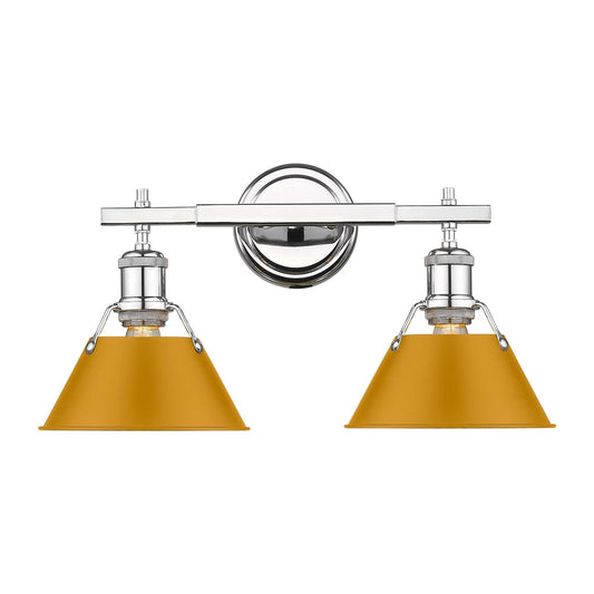 Golden Lighting Orwell 2-Light Vanity Light | Industrial Chrome and Auric Yellow Steel | Bathroom Vanity & Powder Room | Model 3306-BA2 CH-AY