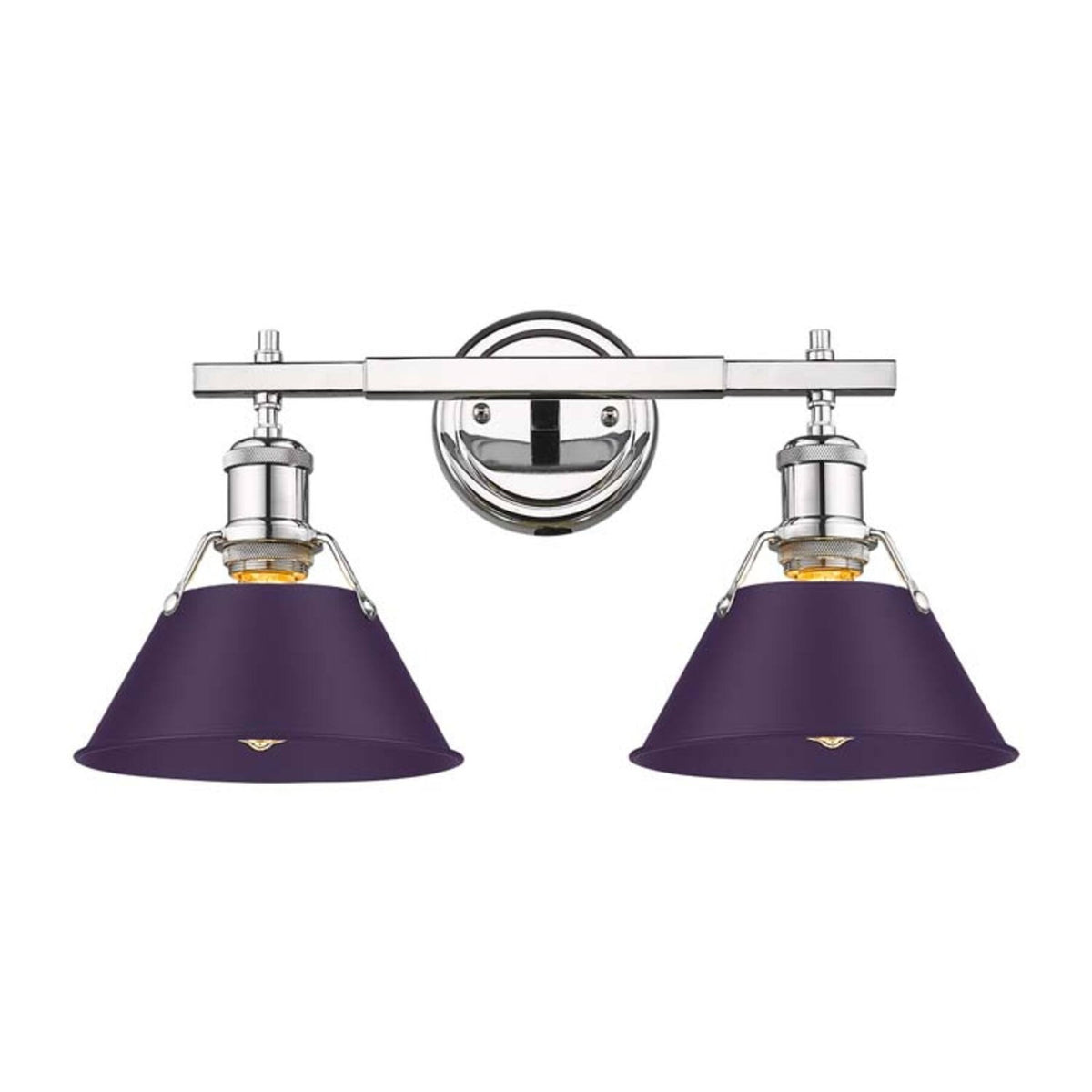 Golden Lighting Orwell 18in 2-Light Vanity Light | Industrial Chrome and Exotic Purple Steel | Bathroom | 18.25 x 8.5 x 9.88 in | Model 3306-BA2 CH-EP