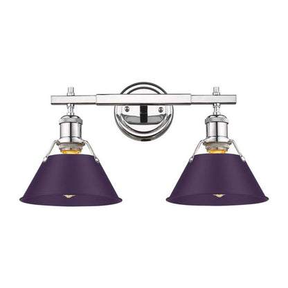 Golden Lighting Orwell 18in 2-Light Vanity Light | Industrial Chrome and Exotic Purple Steel | Bathroom | 18.25 x 8.5 x 9.88 in | Model 3306-BA2 CH-EP