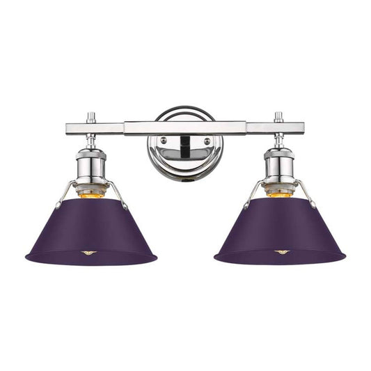Golden Lighting Orwell 18in 2-Light Vanity Light | Industrial Chrome and Exotic Purple Steel | Bathroom | 18.25 x 8.5 x 9.88 in | Model 3306-BA2 CH-EP