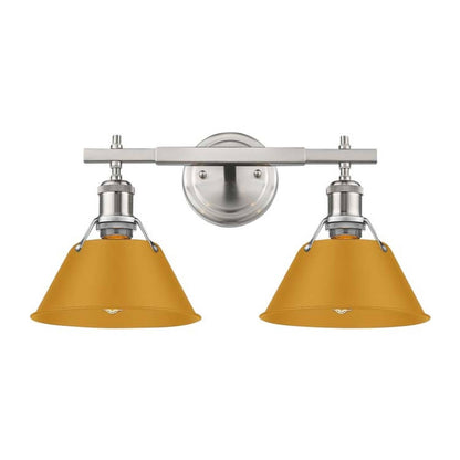 Golden Lighting Orwell 18in 2-Light Vanity Light | Industrial Pewter and Auric Yellow Steel | Bathroom Vanity | Model 3306-BA2 PW-AY