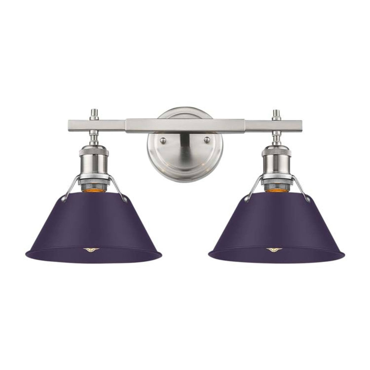Golden Lighting Orwell 18.25in 2-Light Vanity Light | Industrial Pewter and Exotic Purple Steel | Bathroom Vanity & Powder | Model 3306-BA2 PW-EP