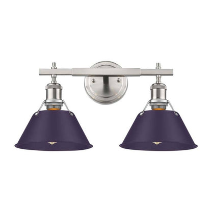 Golden Lighting Orwell 18.25in 2-Light Vanity Light | Industrial Pewter and Exotic Purple Steel | Bathroom Vanity & Powder | Model 3306-BA2 PW-EP