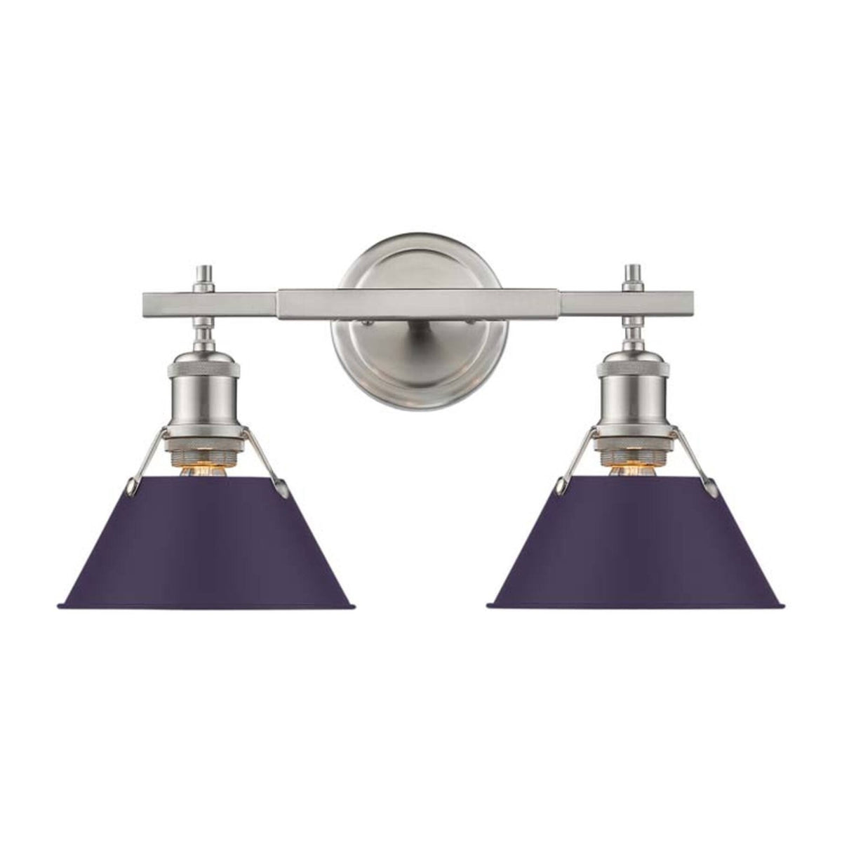 Golden Lighting Orwell 18.25in 2-Light Vanity Light | Industrial Pewter and Exotic Purple Steel | Bathroom Vanity & Powder | Model 3306-BA2 PW-EP