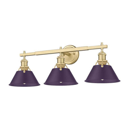 Golden Lighting Orwell 27in 3-Light Vanity Light | Industrial Brushed Champagne Brass and Exotic Purple Steel | Bathroom | Model 3306-BA3 BCB-EP