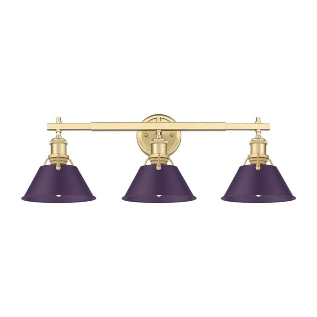 Golden Lighting Orwell 27in 3-Light Vanity Light | Industrial Brushed Champagne Brass and Exotic Purple Steel | Bathroom | Model 3306-BA3 BCB-EP