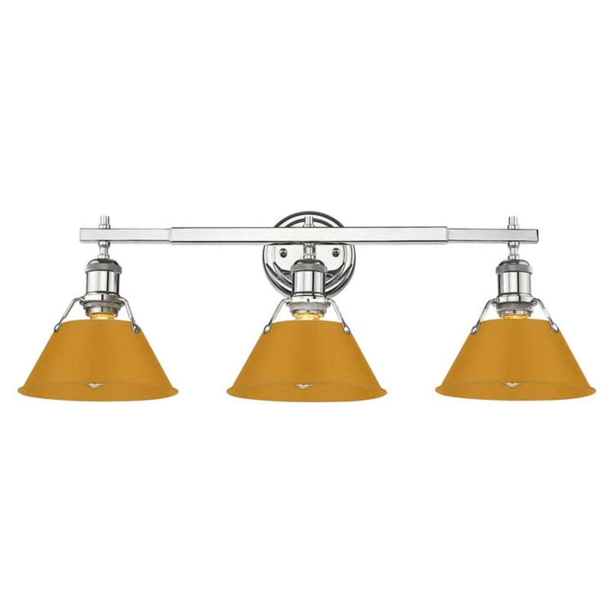 Golden Lighting Orwell 3-Light Vanity Light | Industrial Chrome and Auric Yellow Steel | Bathroom Vanity | Model 3306-BA3 CH-AY