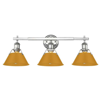 Golden Lighting Orwell 3-Light Vanity Light | Industrial Chrome and Auric Yellow Steel | Bathroom Vanity | Model 3306-BA3 CH-AY