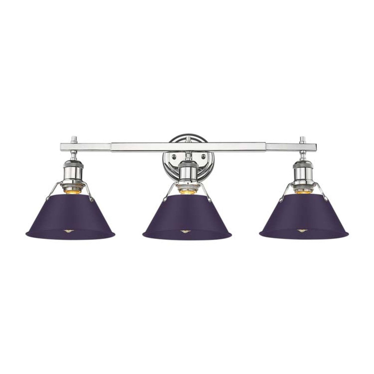 Golden Lighting Orwell 27in 3-Light Vanity Light | Industrial Chrome and Exotic Purple Steel | Bathroom Vanity | Model 3306-BA3 CH-EP