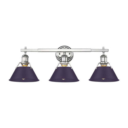 Golden Lighting Orwell 27in 3-Light Vanity Light | Industrial Chrome and Exotic Purple Steel | Bathroom Vanity | Model 3306-BA3 CH-EP