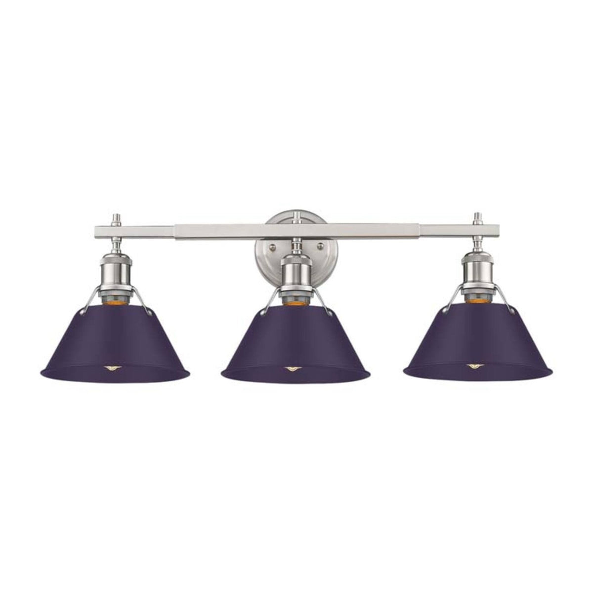Golden Lighting Orwell 27in 3-Light Vanity Light | Industrial Pewter and Exotic Purple Steel | Bathroom Vanity | Model 3306-BA3 PW-EP