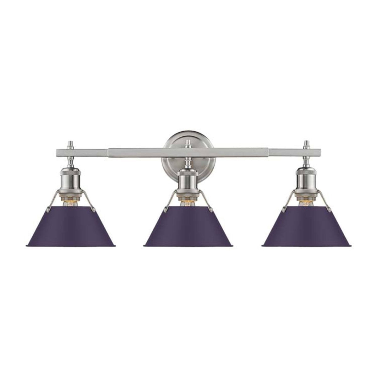 Golden Lighting Orwell 27in 3-Light Vanity Light | Industrial Pewter and Exotic Purple Steel | Bathroom Vanity | Model 3306-BA3 PW-EP
