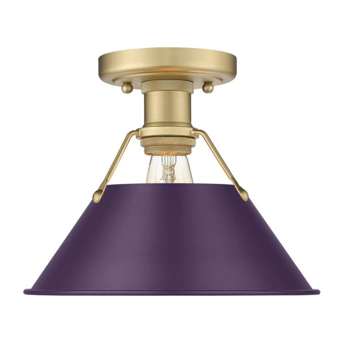 Golden Lighting Orwell 10in 1-Light Flush Mount | Industrial Brushed Champagne Brass and Exotic Purple Steel | Hallway | Model 3306-FM BCB-EP