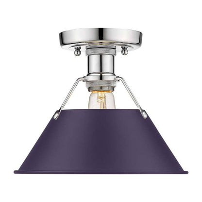Golden Lighting Orwell 10in 1-Light Flush Mount | Industrial Chrome and Exotic Purple Steel | Hallway & Laundry Room | Model 3306-FM CH-EP
