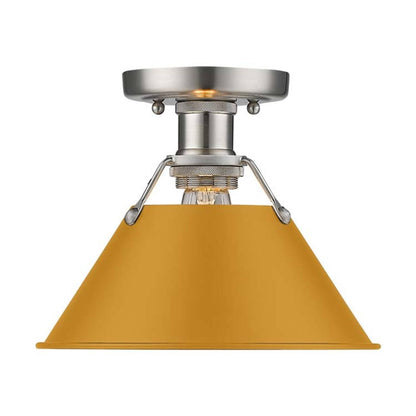 Golden Lighting Orwell 1-Light Flush Mount | Industrial Pewter and Auric Yellow Steel | Hallway & Laundry Room | 10 x 10 x 8 in | Model 3306-FM PW-AY