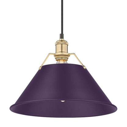 Golden Lighting Orwell 14in 1-Light Pendant | Industrial Brushed Champagne Brass and Exotic Purple Steel | Kitchen & Dining | Model 3306-L BCB-EP