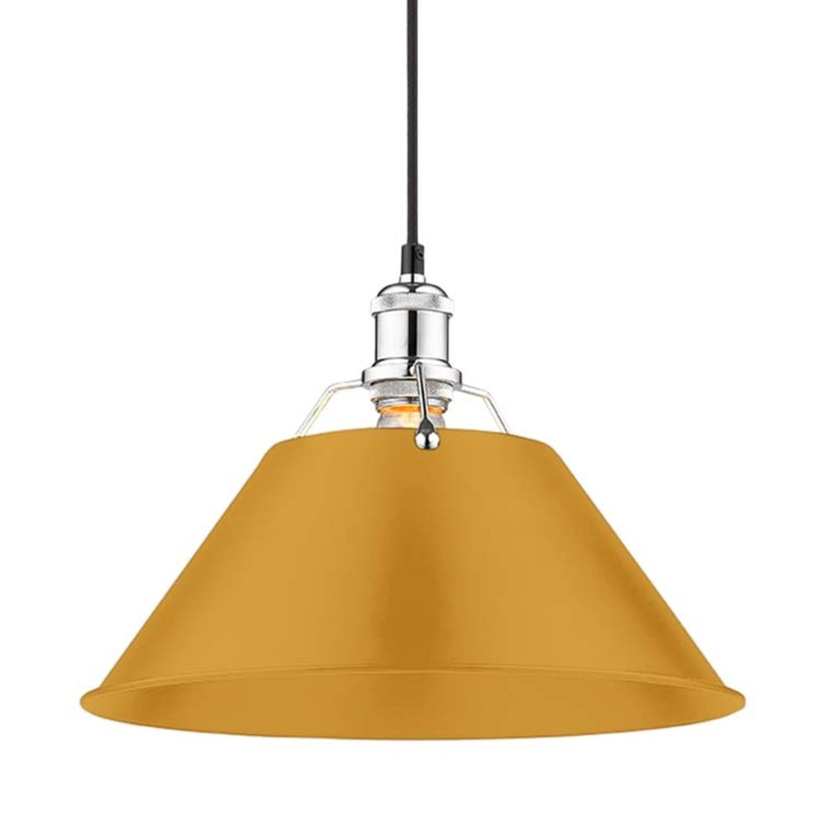 Golden Lighting Orwell 14in 1-Light Pendant | Industrial Chrome and Auric Yellow Steel | Kitchen Island & Dining Room | Model 3306-L CH-AY