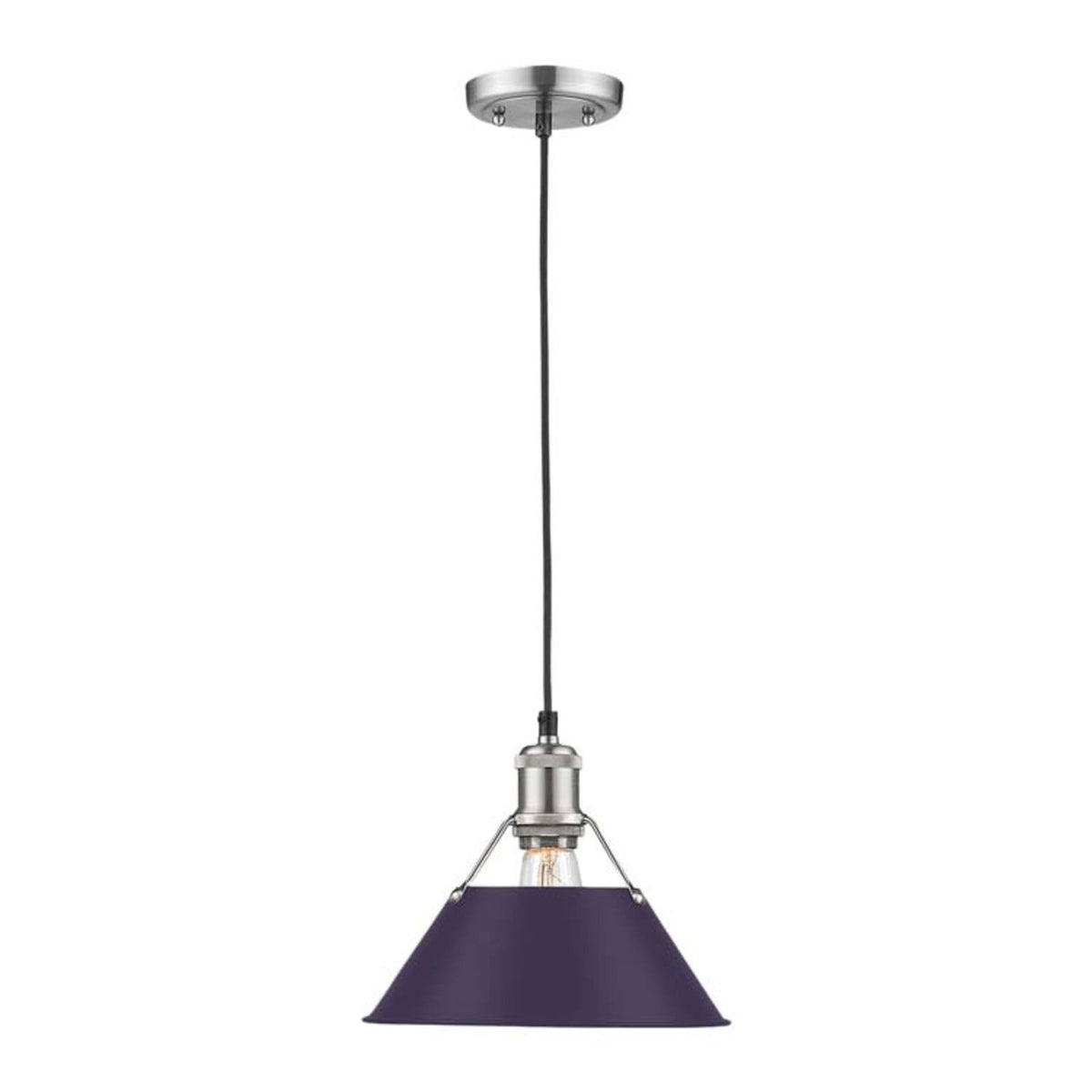 Golden Lighting Orwell 14in 1-Light Pendant | Industrial Chrome and Exotic Purple Steel | Kitchen Island & Dining Room | Model 3306-L CH-EP