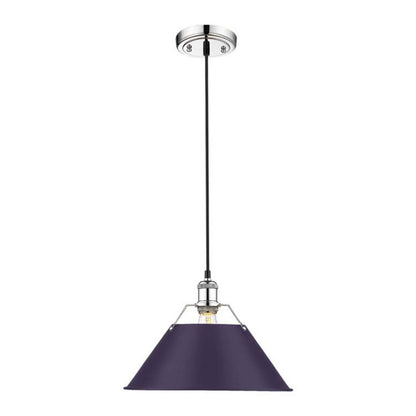 Golden Lighting Orwell 14in 1-Light Pendant | Industrial Chrome and Exotic Purple Steel | Kitchen Island & Dining Room | Model 3306-L CH-EP