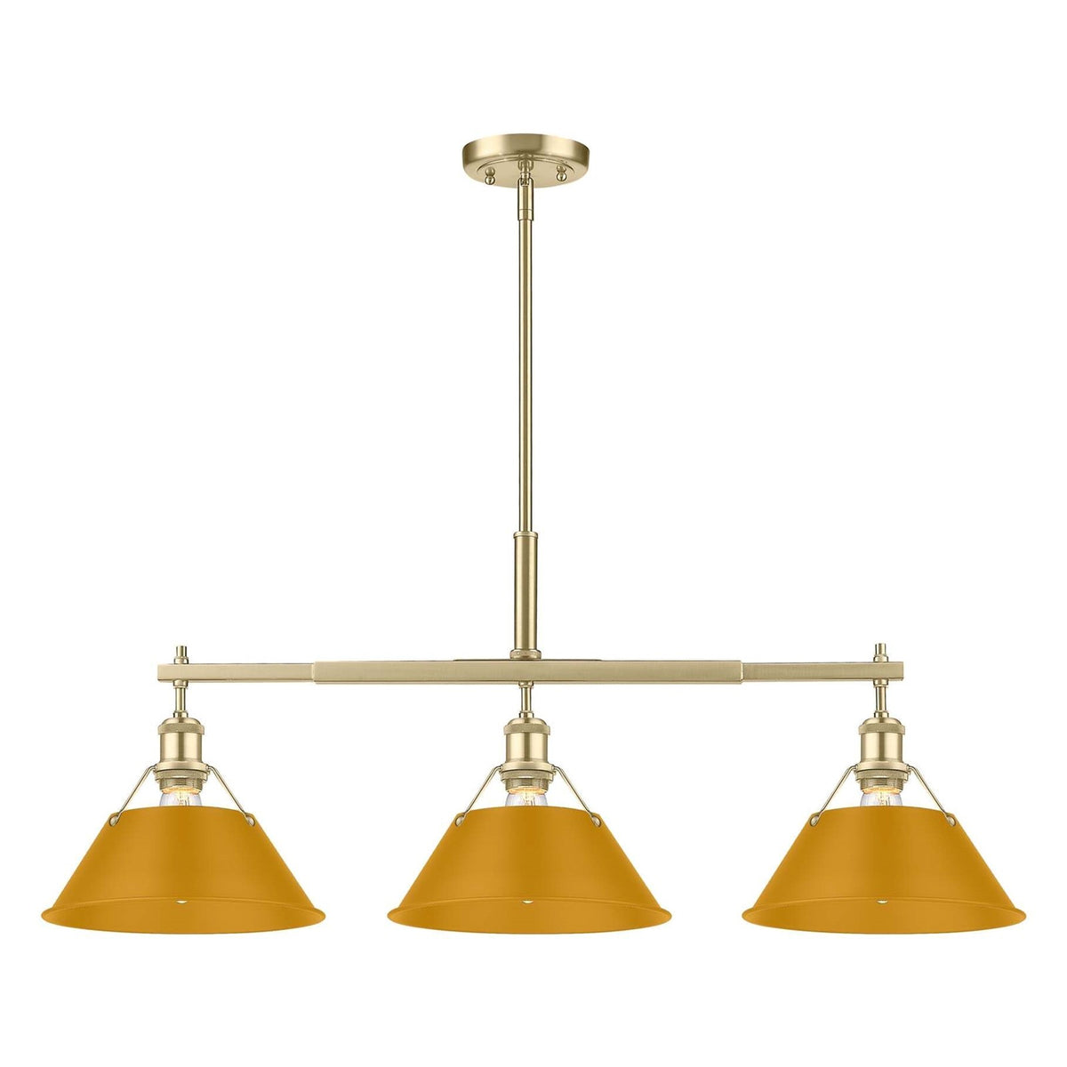 Golden Lighting Orwell 35.75in 3-Light Island Light | Industrial Brushed Champagne Brass and Auric Yellow Steel | Kitchen | Model 3306-LP BCB-AY
