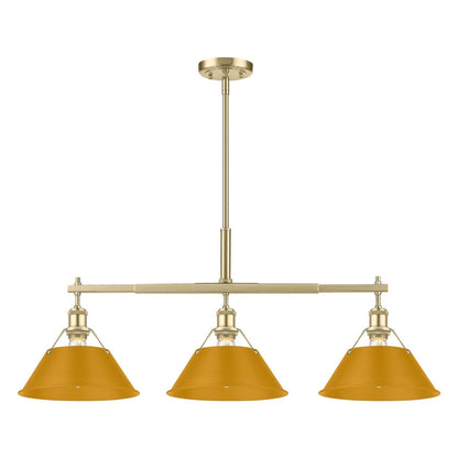 Golden Lighting Orwell 35.75in 3-Light Island Light | Industrial Brushed Champagne Brass and Auric Yellow Steel | Kitchen | Model 3306-LP BCB-AY