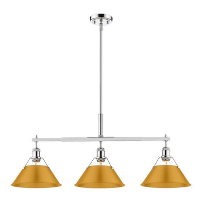 Golden Lighting Orwell 35in 3-Light Island Light | Industrial Chrome and Auric Yellow Steel | Kitchen Island | Model 3306-LP CH-AY